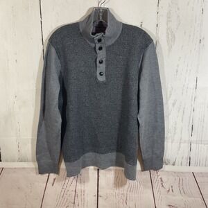 UNTUCKit Mazzocco Quarter Button Henley Sweater XXL Extra Fine Merino Wool Gray